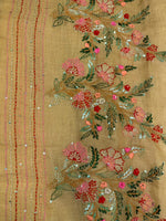 Golden yellow Tissue linen saree- PBR5B
