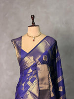 Bluish Violet blue Banarasi silk saree - GAL5E