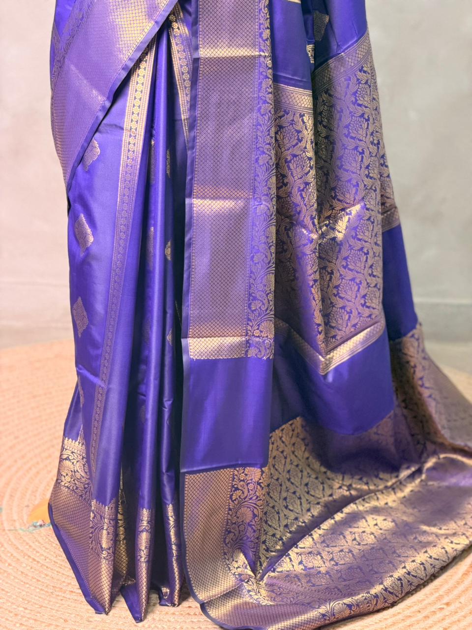 Bluish Violet blue Banarasi silk saree - GAL5E