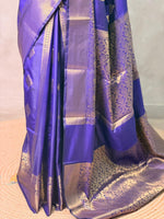 Bluish Violet blue Banarasi silk saree - GAL5E