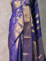 Bluish Violet blue Banarasi silk saree - GAL5E