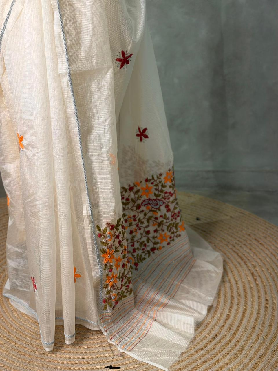 Offwhite Silk kotta saree saree- PBR8D