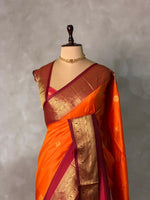 Orange and maroon silk saree -BSP28