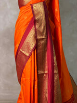 Orange and maroon silk saree -BSP28