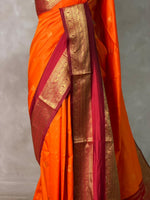 Orange and maroon silk saree -BSP28