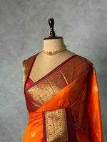 Orange and maroon silk saree -BSP28