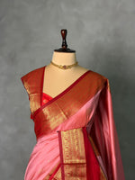 Pink and Maroon Red silk saree -BSP28A