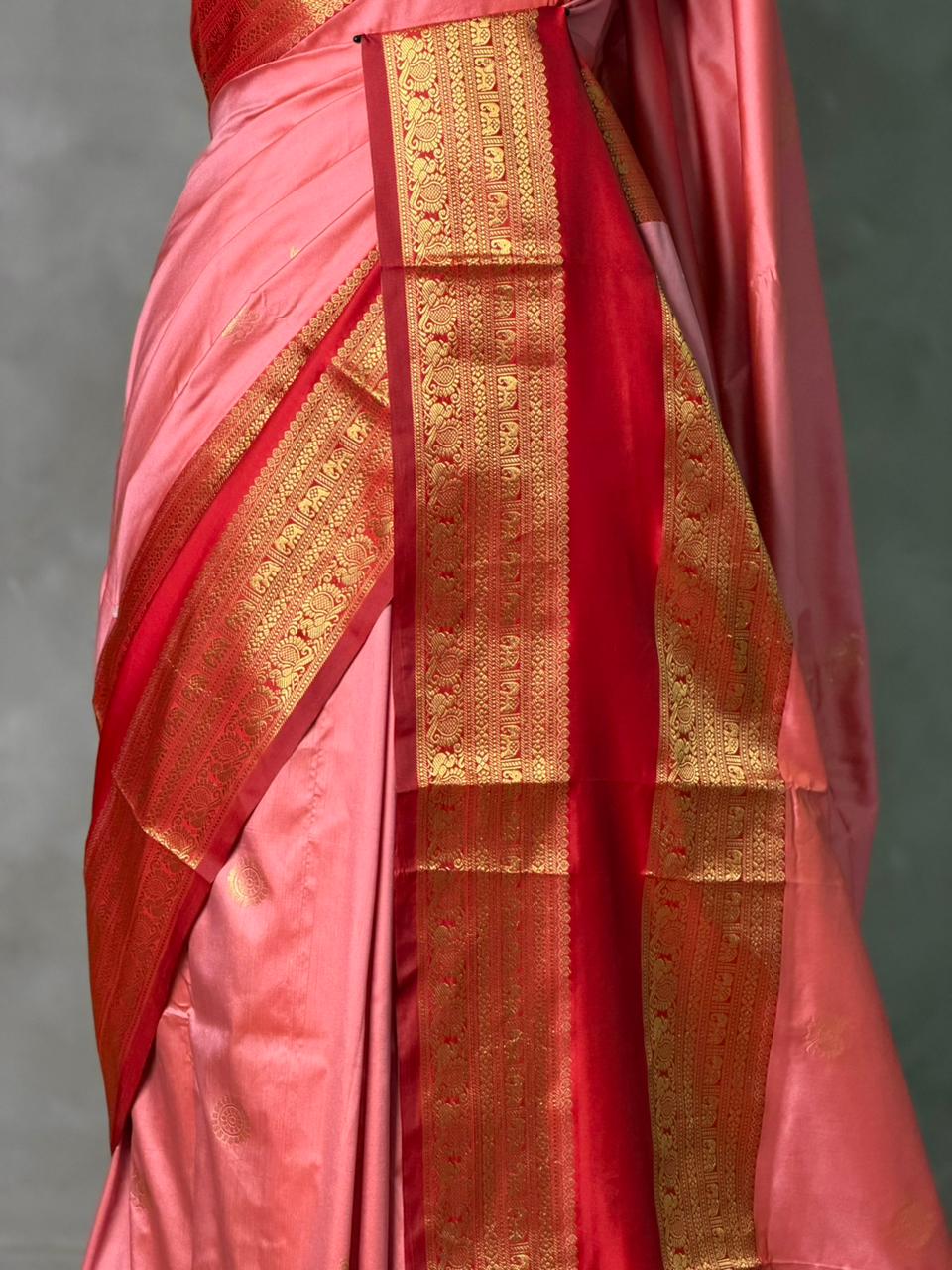 Pink and Maroon Red silk saree -BSP28A