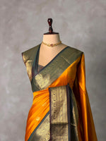 Yellow and black silk saree -BSP28B