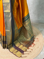 Yellow and black silk saree -BSP28B
