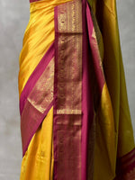 Greenish Yellow and maroon silk saree -BSP28D