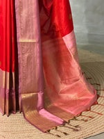 Red and mauve Pink silk saree -BSP28E