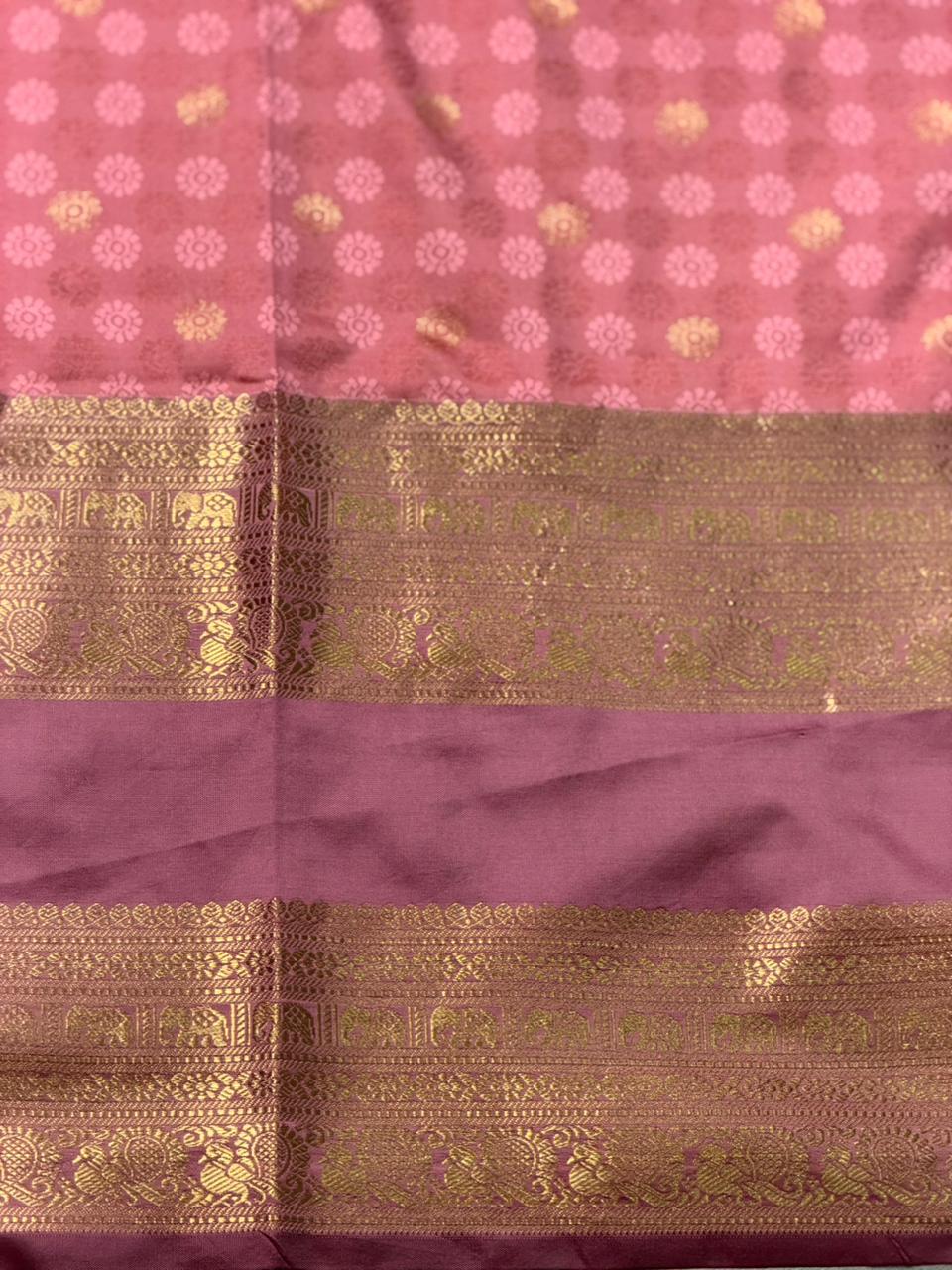 Red and mauve Pink silk saree -BSP28E
