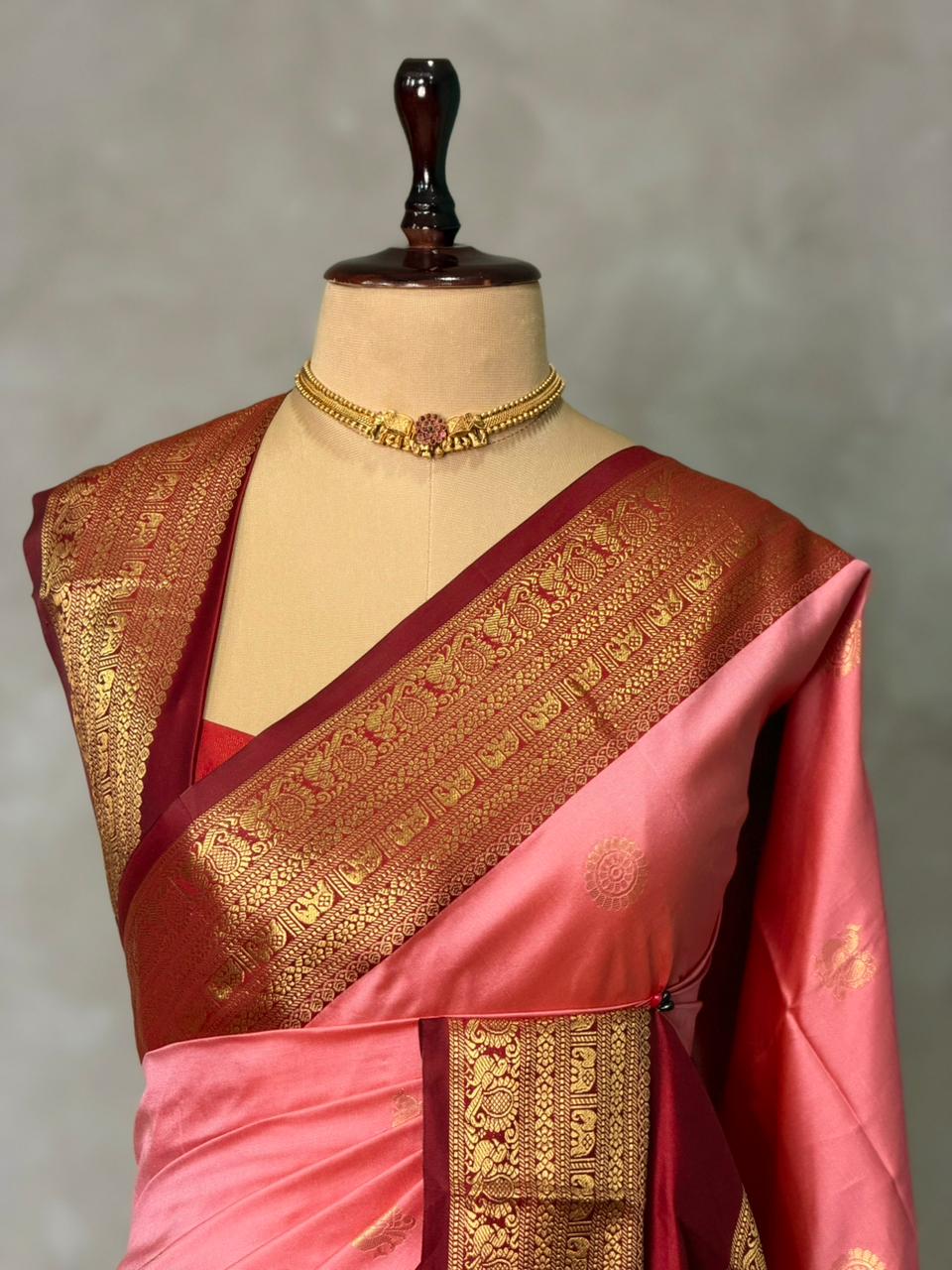Pink and Maroon silk saree -BSP28F