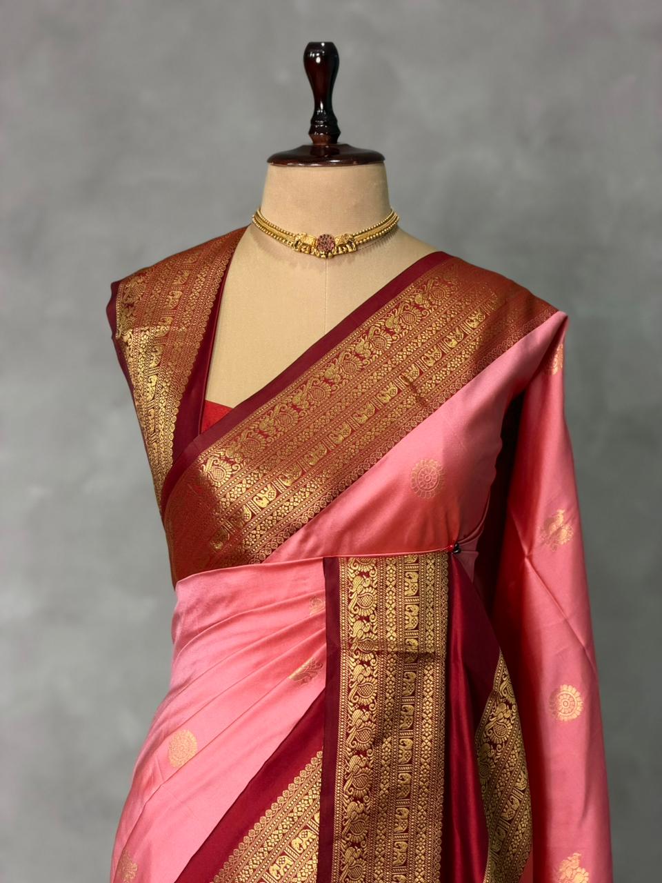 Pink and Maroon silk saree -BSP28F