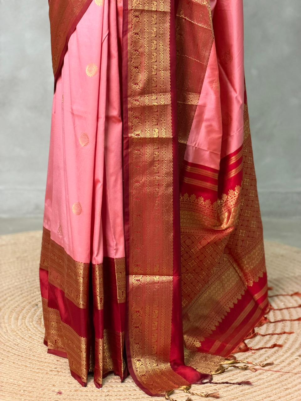Pink and Maroon silk saree -BSP28F