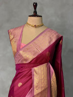 Wine and mauve Pink silk saree -BSP28H
