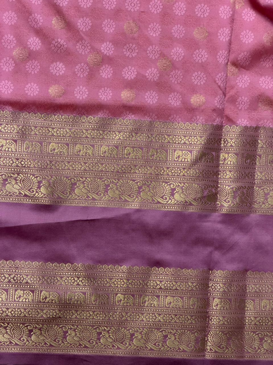 Wine and mauve Pink silk saree -BSP28H