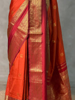 Rust Orange and Maroon silk saree -BSP28I