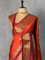 Rust Orange and Maroon silk saree -BSP28I