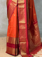 Rust Orange and Maroon silk saree -BSP28I
