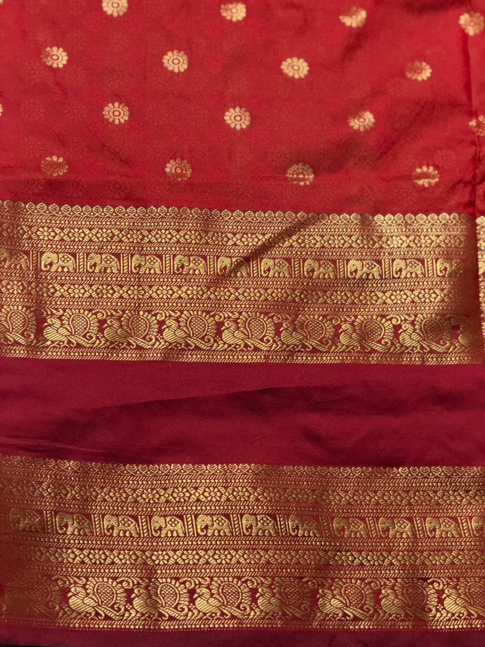 Rust Orange and Maroon silk saree -BSP28I