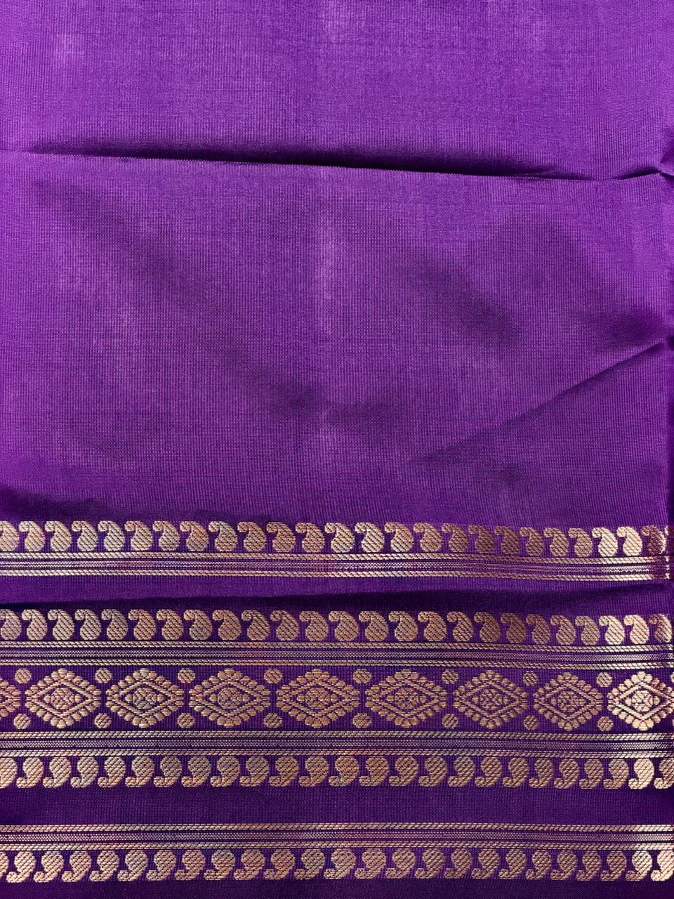 Off white and violet Banarasi silk saree -MPS44A