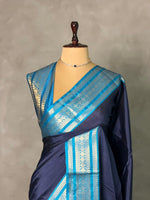 Dark and Light Blue Banarasi silk saree -MPS44B
