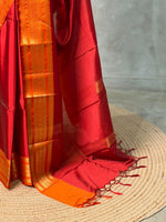 Maroon and orange Banarasi silk saree -MPS44C
