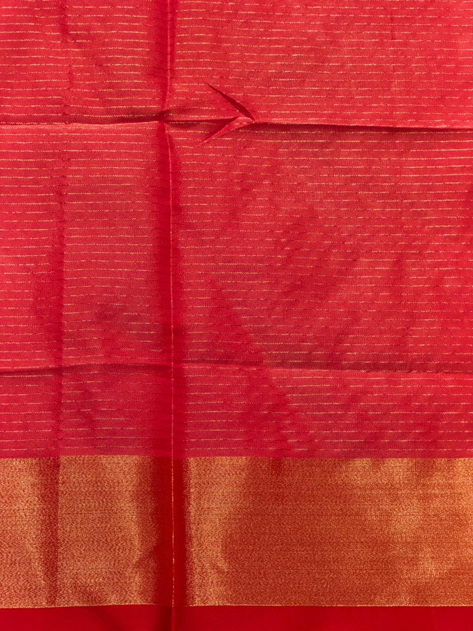 Off white and Red chanderi silk saree - ONAMP1