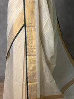 Off white and Green chanderi silk saree - ONAMP2