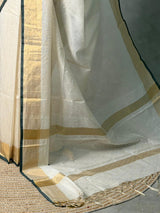 Off white and Green chanderi silk saree - ONAMP2