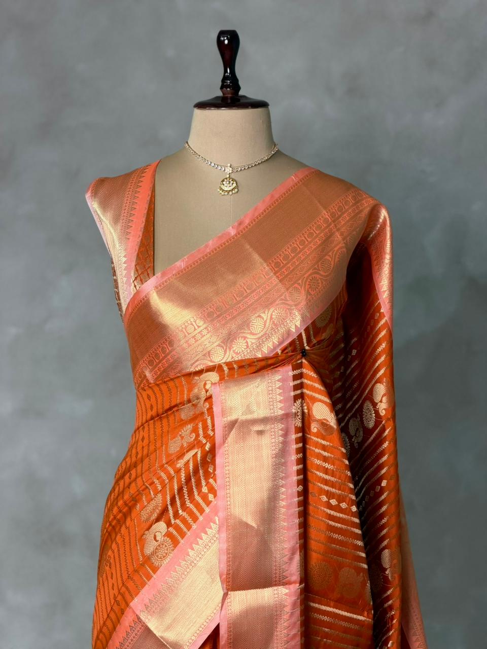 Orange banarasi silksaree -LZ8G