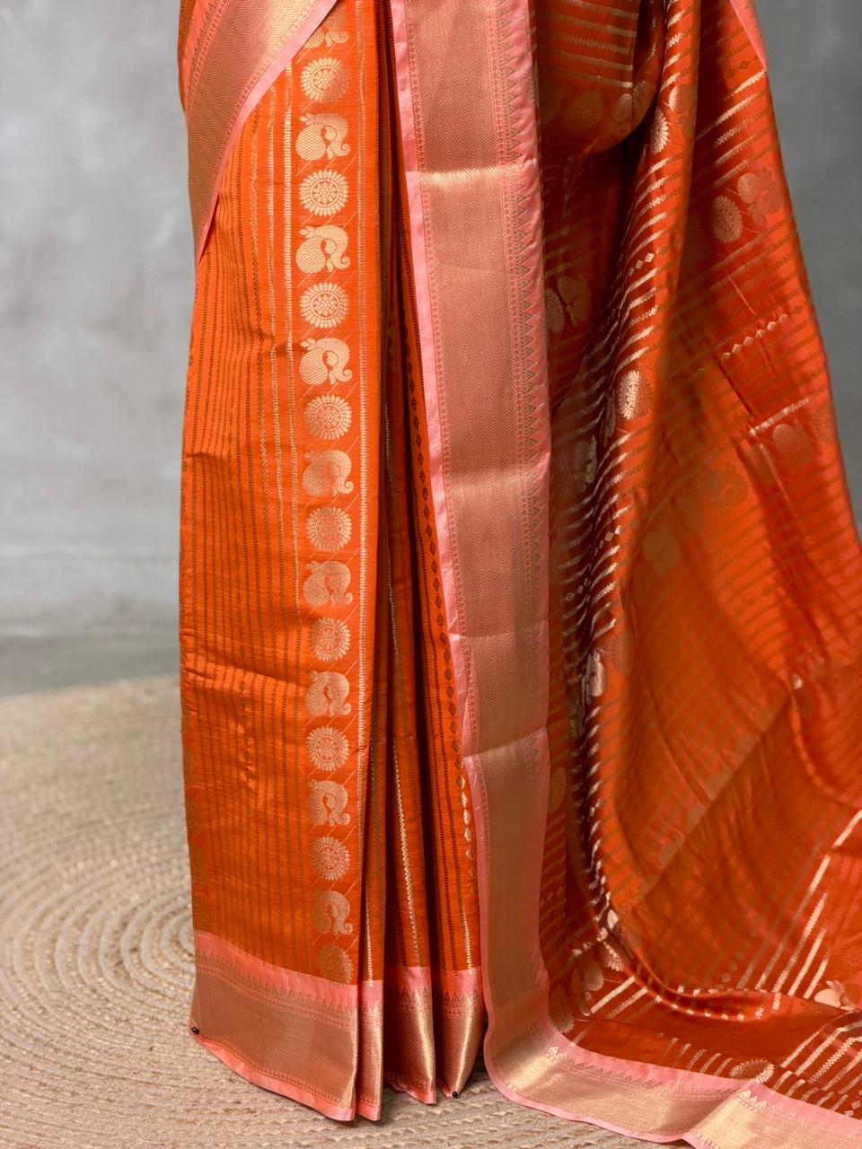 Orange banarasi silksaree -LZ8G