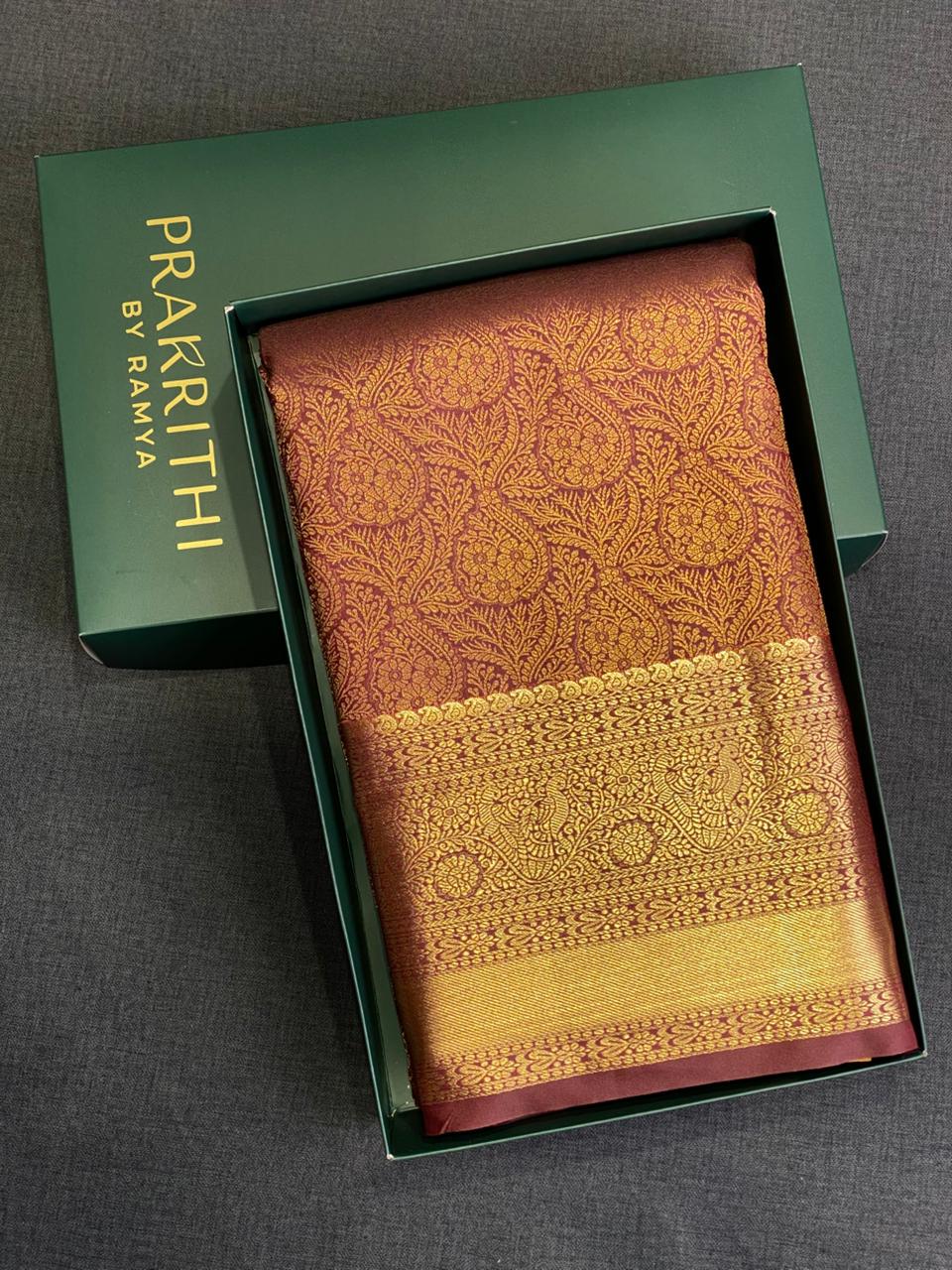 Dark Brown Kanchipuram saree- PBRIDE43A