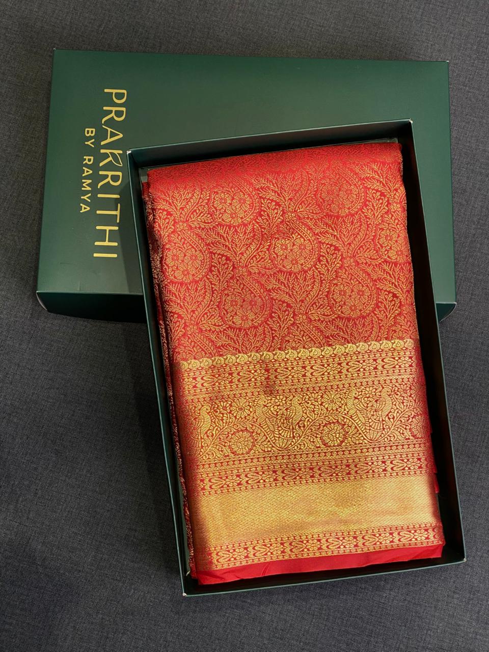 Brick Red Kanchipuram saree- PBRIDE43B