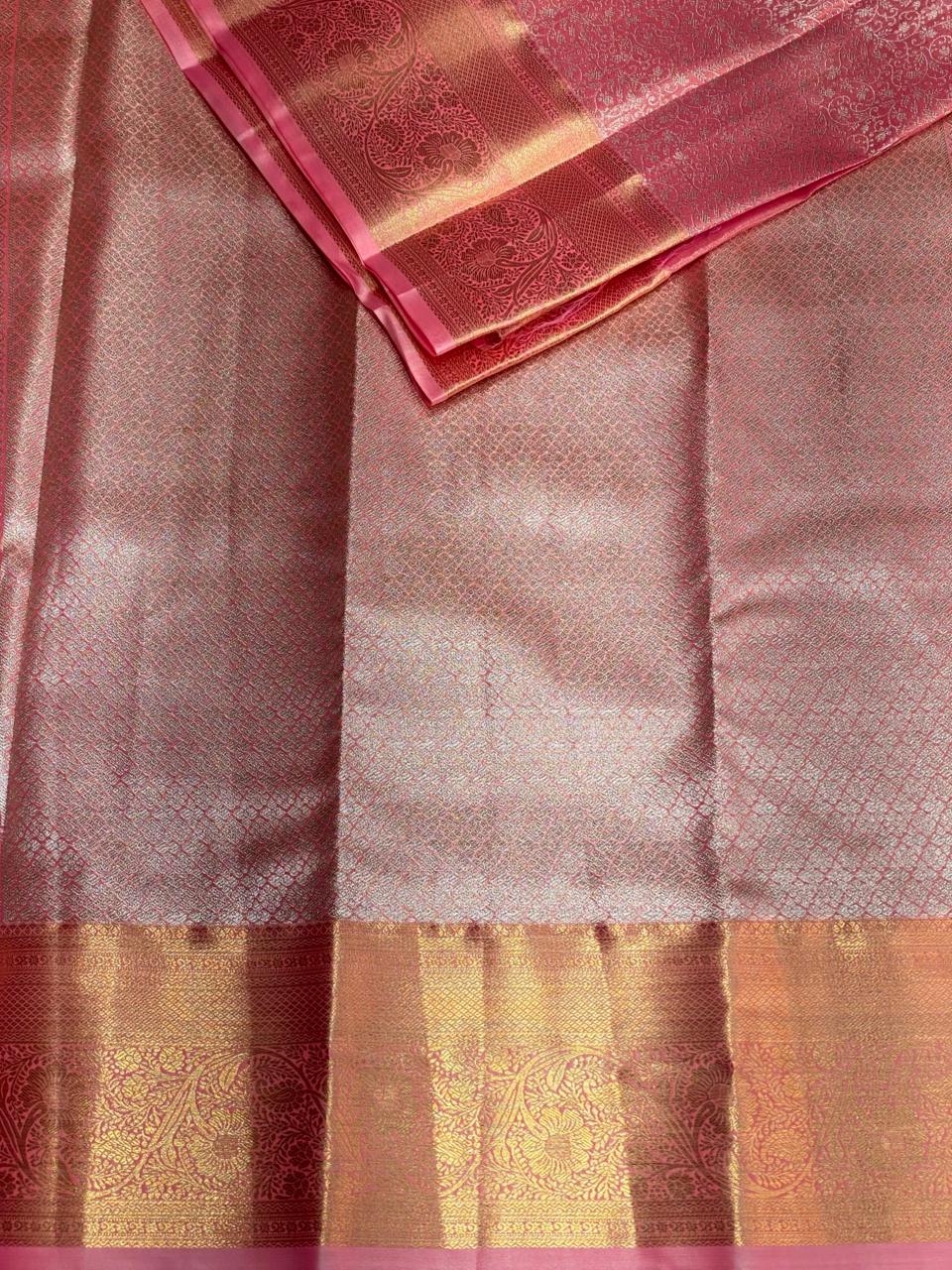 Dark Pink Tissue Kanchipuram saree- PBRIDE44C