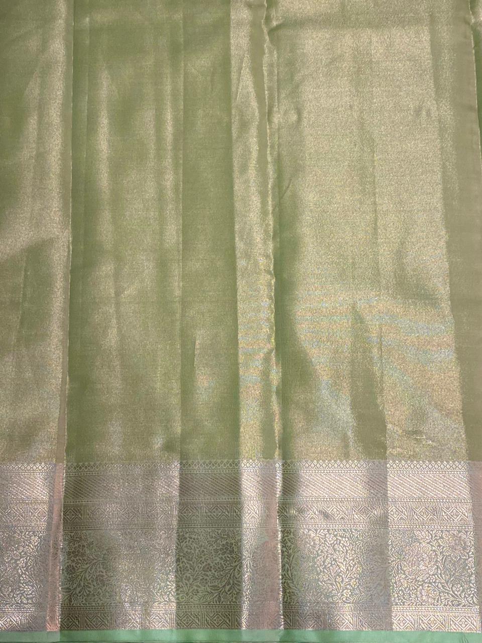 Pastal Green Tissue Meena Kanchipuram saree- PBRIDE46