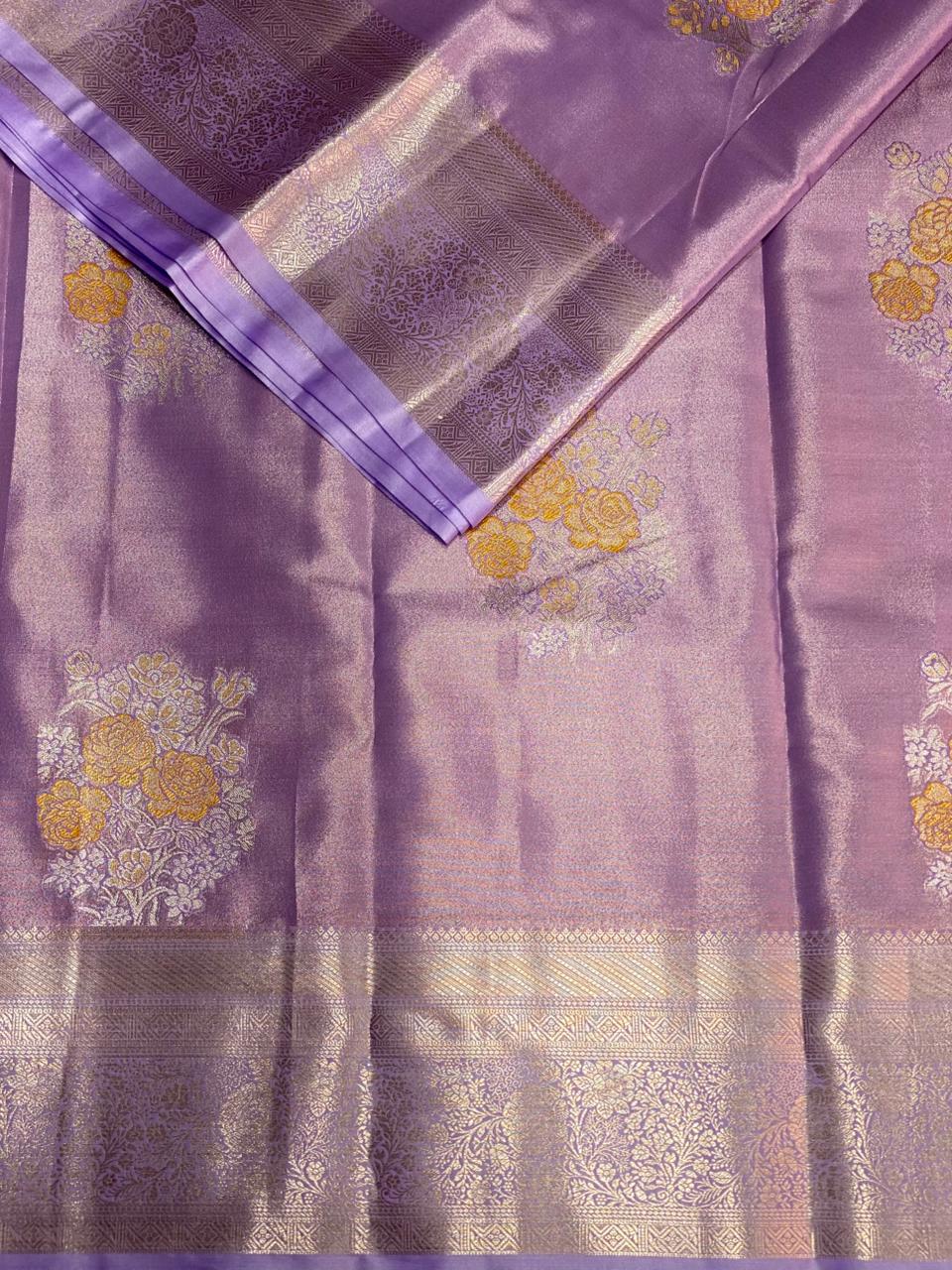 Lavender Tissue Meena Kanchipuram saree- PBRIDE46A