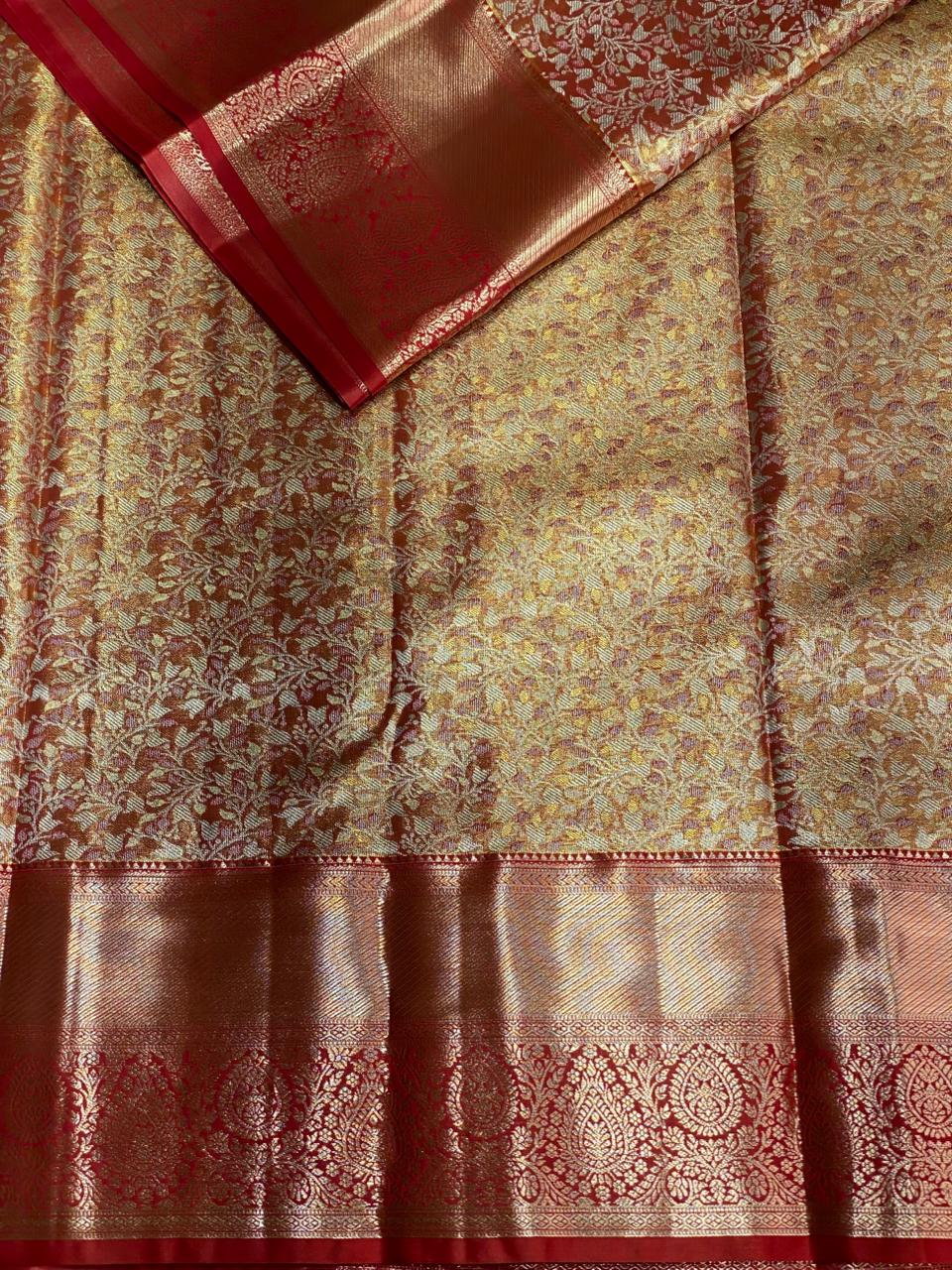 Red Tissue Kanchipuram saree- PBRIDE47
