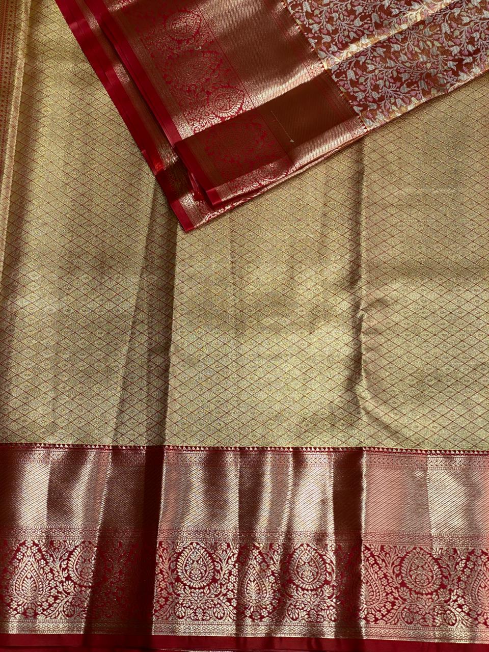 Red Tissue Kanchipuram saree- PBRIDE47