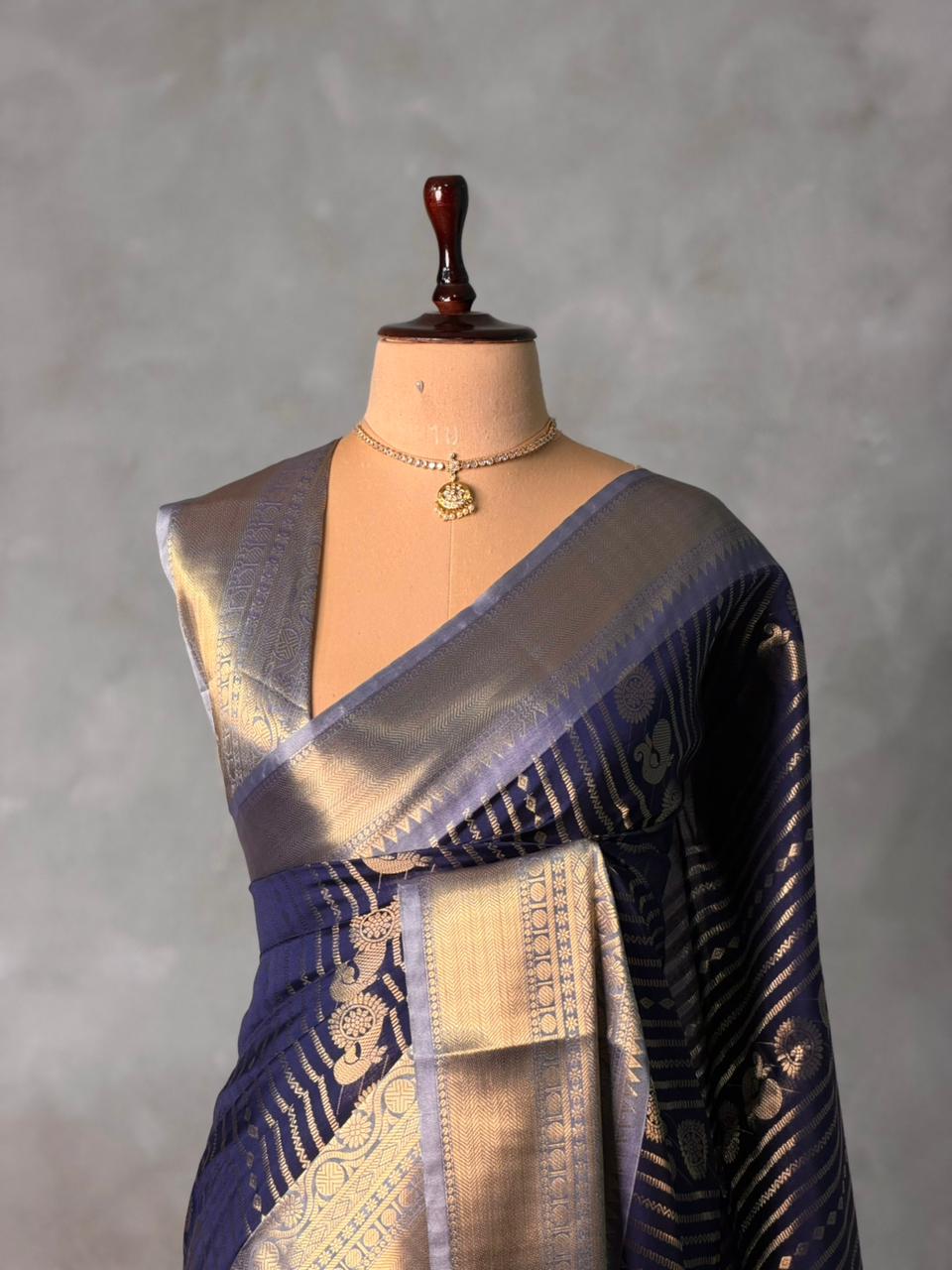 Navy blue banarasi silksaree -LZ8L