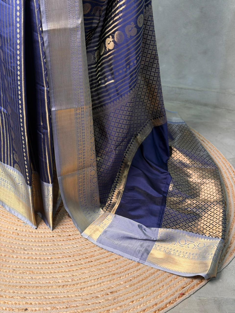 Navy blue banarasi silksaree -LZ8L