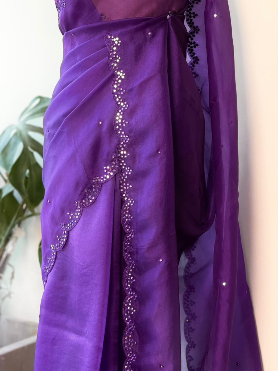 Violet Pure Organza sareesaree -PBR11C