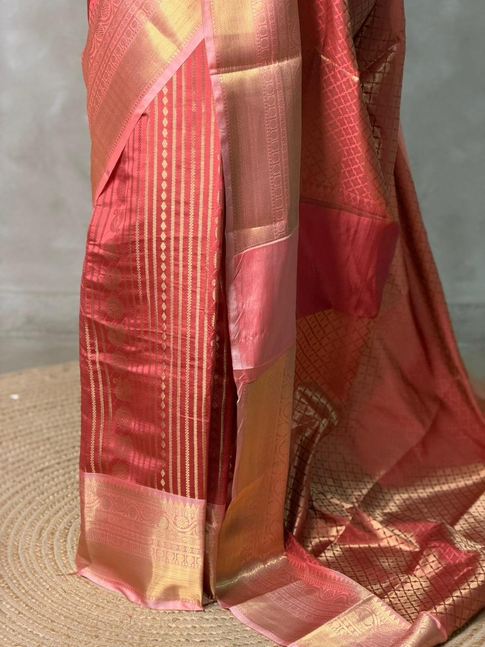 Dark Peach banarasi silksaree -LZ8D