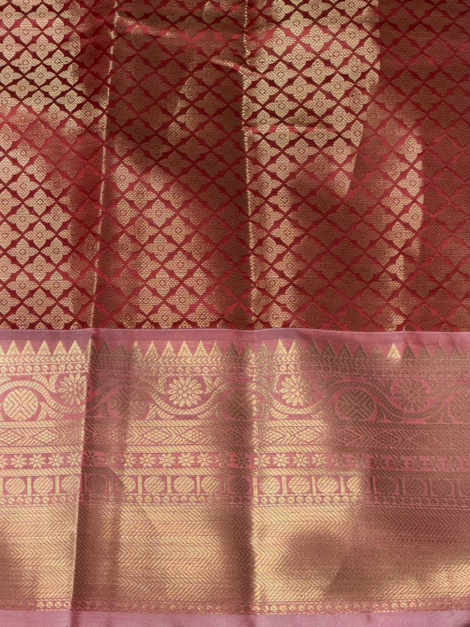 Dark Peach banarasi silksaree -LZ8D