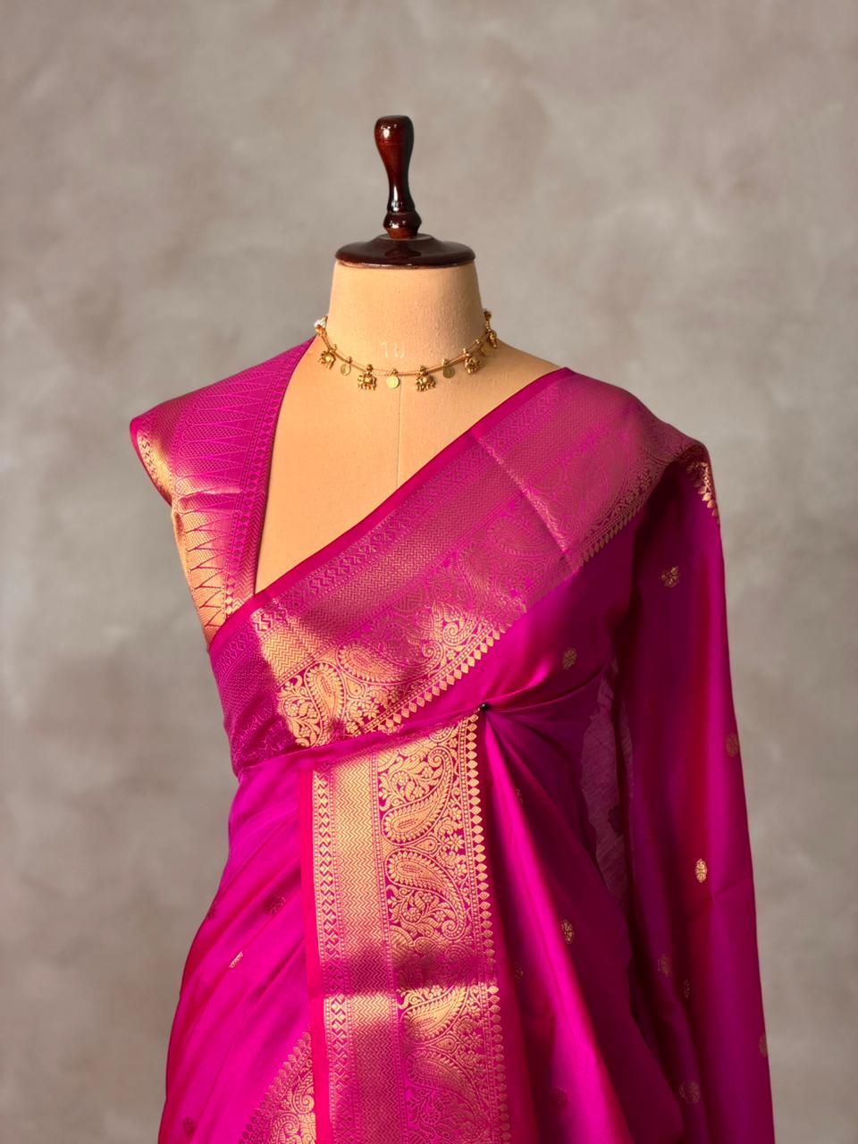 Magenta Banarasi silk saree -RUK45A
