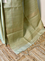 Pastal Green tusser silk saree -PBR15A