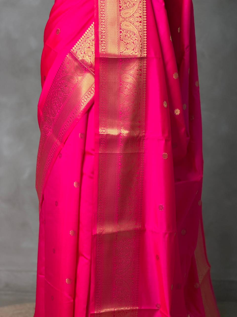 Rani Pink Banarasi silk saree -RUK45B
