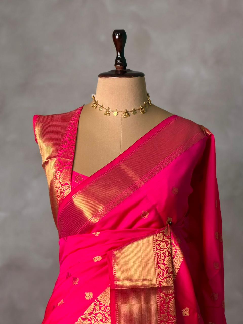 Rani Pink Banarasi silk saree -RUK46A